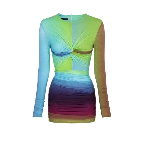 NEW Alex Perry Halton Lycra Crew Twist Ruched Mini Dress - Picture 5 of 11